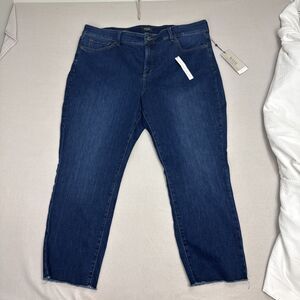 NYDJ Women Sheri Slim Ankle Fray Hem Cooper Jeans Denim Blue Lift Tuck Sz 20W